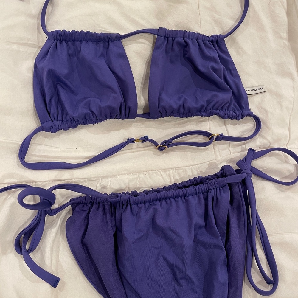 WeWoreWhat Ruched String Bikini in Sapphire - Picture 9 of 9